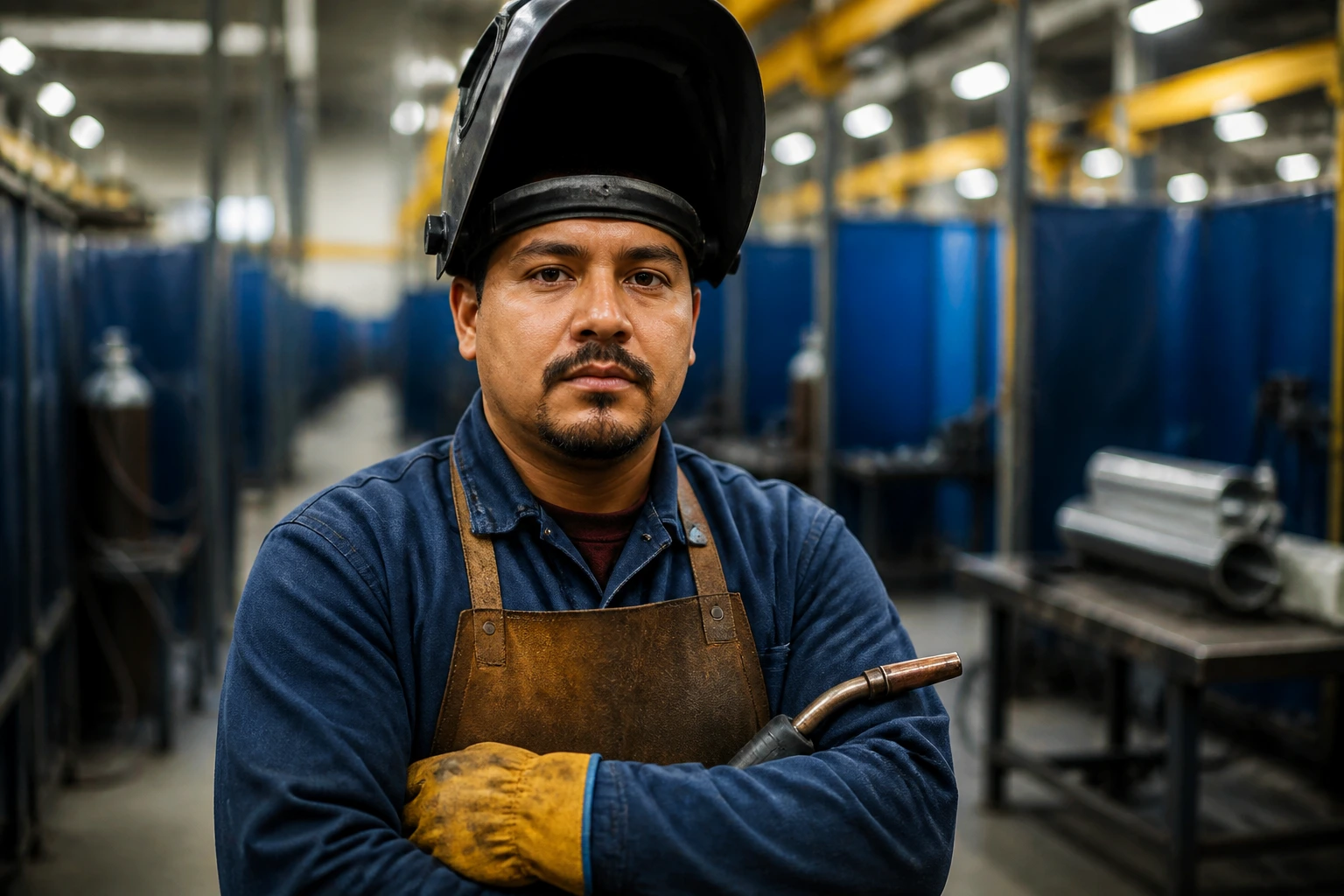 Welder in PPE in a modern shop illustrating career progression and long-term growth