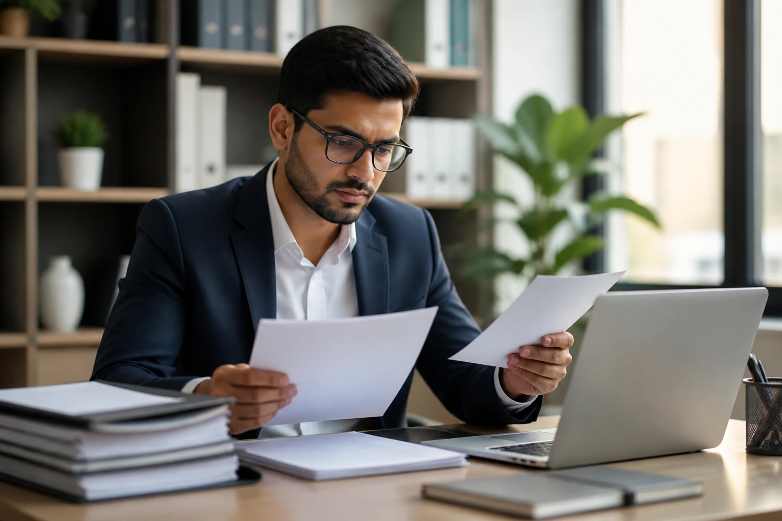 Professional reviewing credential evaluation materials and CPA licensure documents