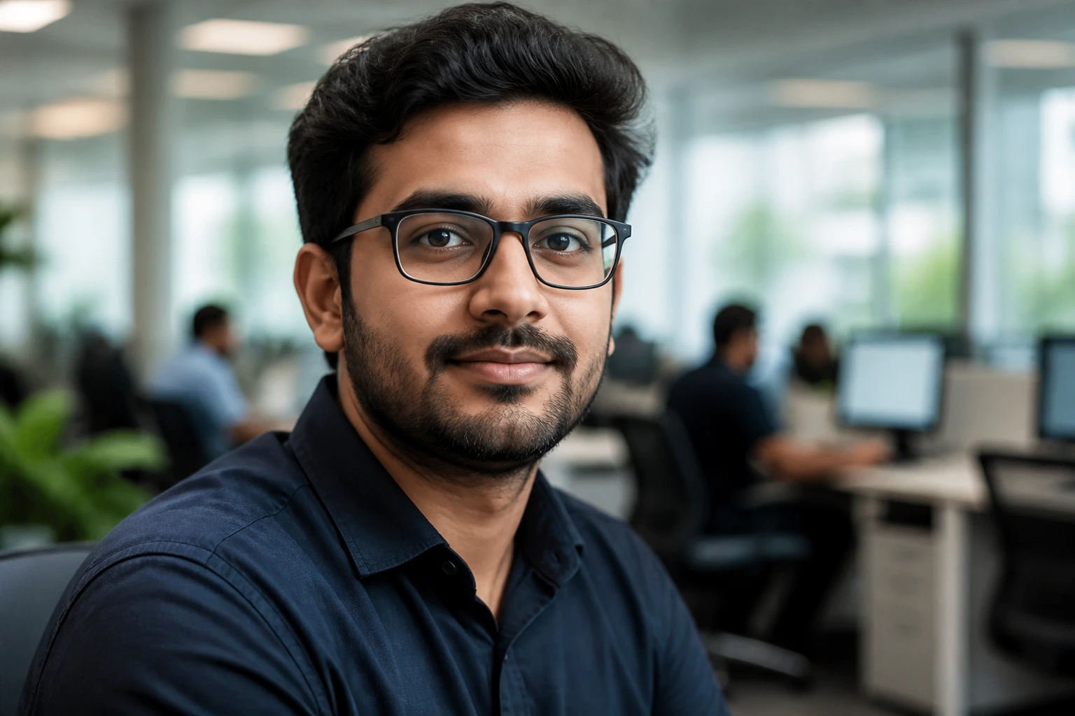 Portrait of a Wipro IT professional in an office setting