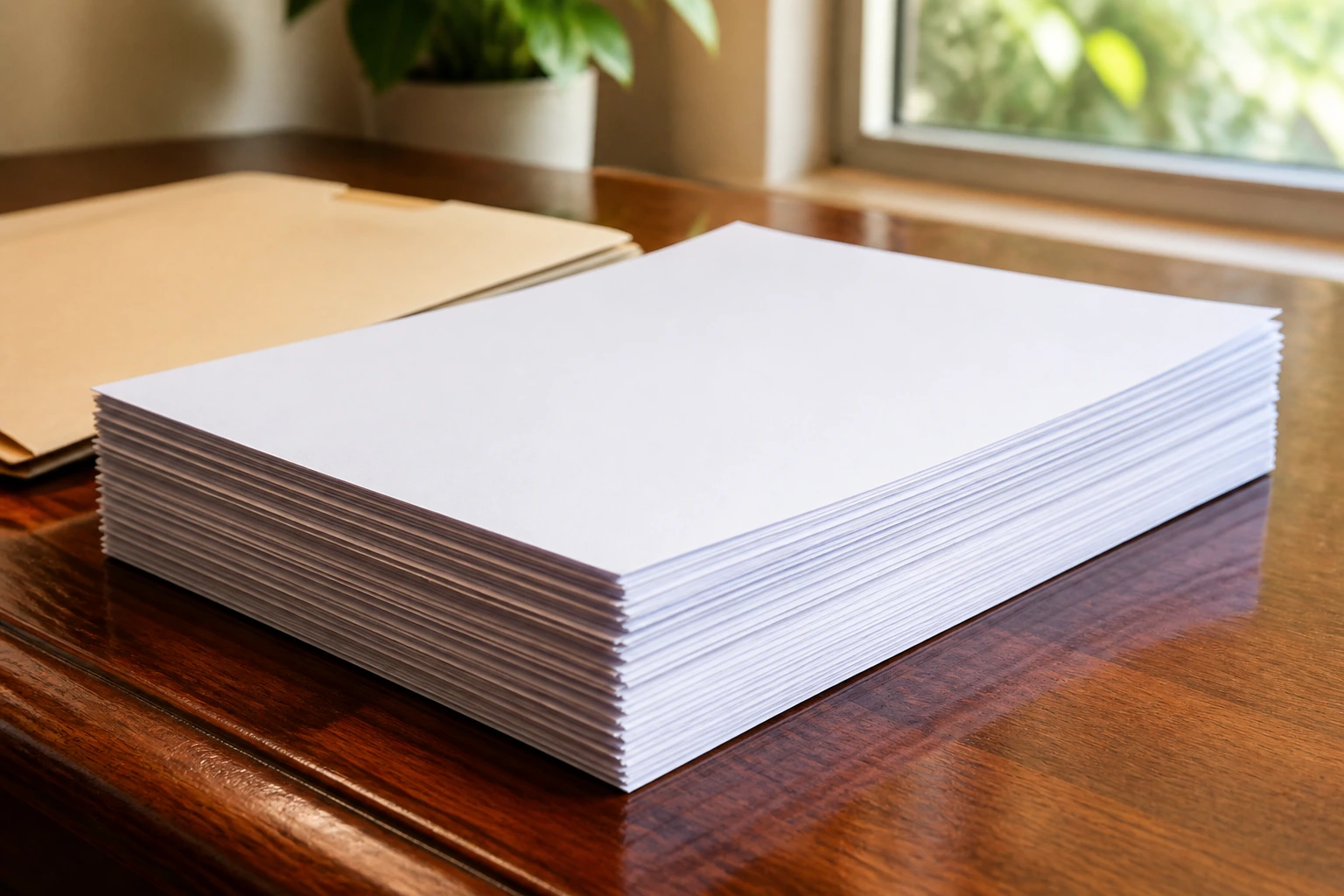 Close-up of blank documents on desk ready for job applications