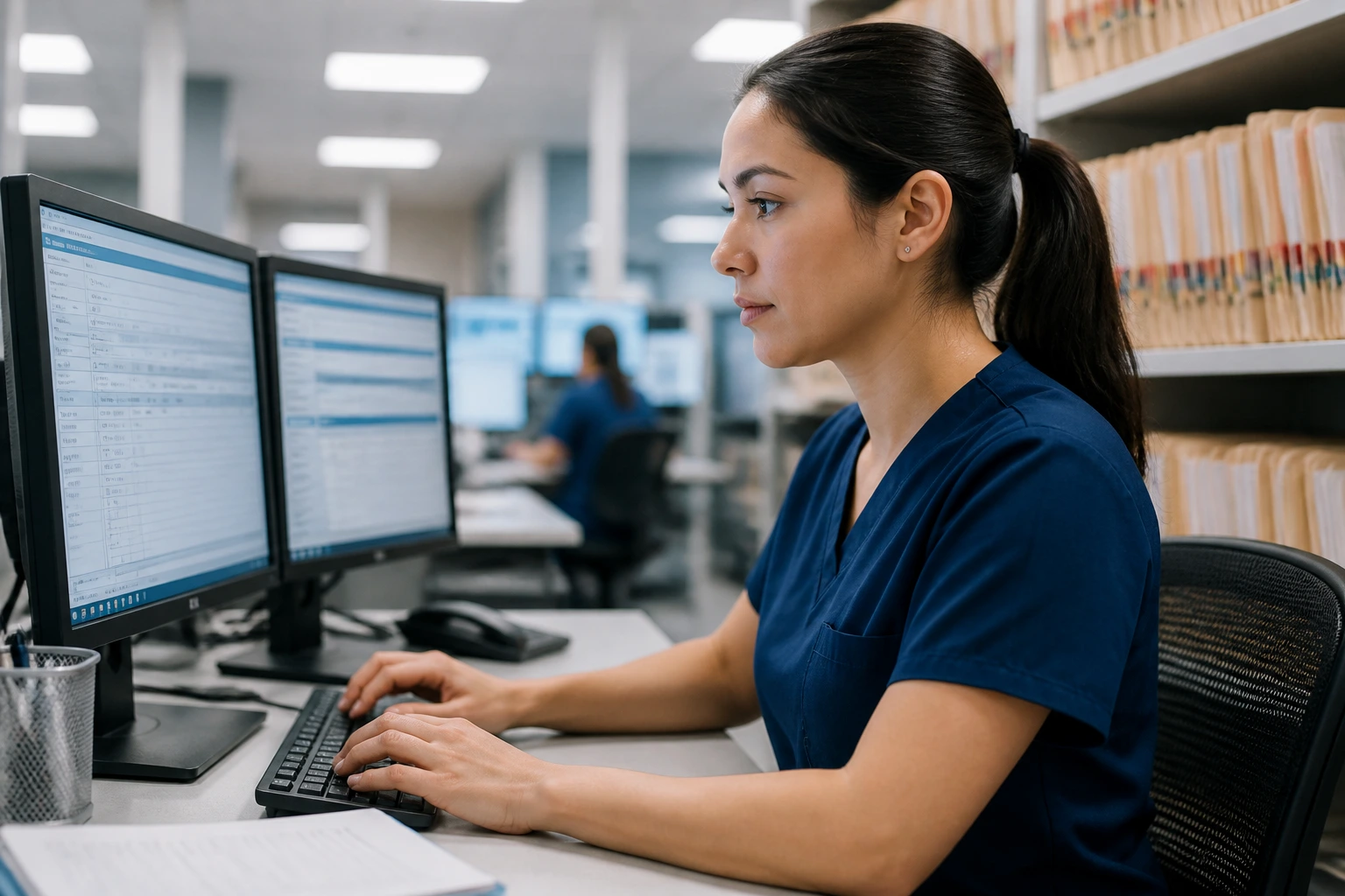 Data-processing professional in a hospital records setting
