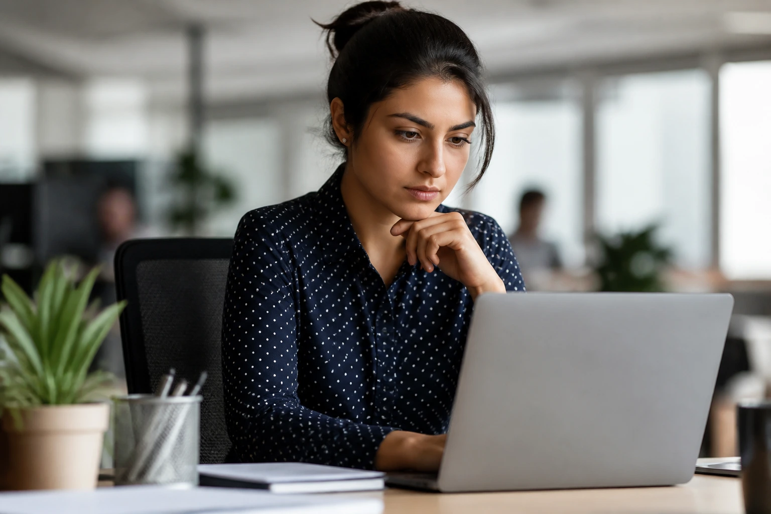 Professional candidate at desk representing advanced data roles