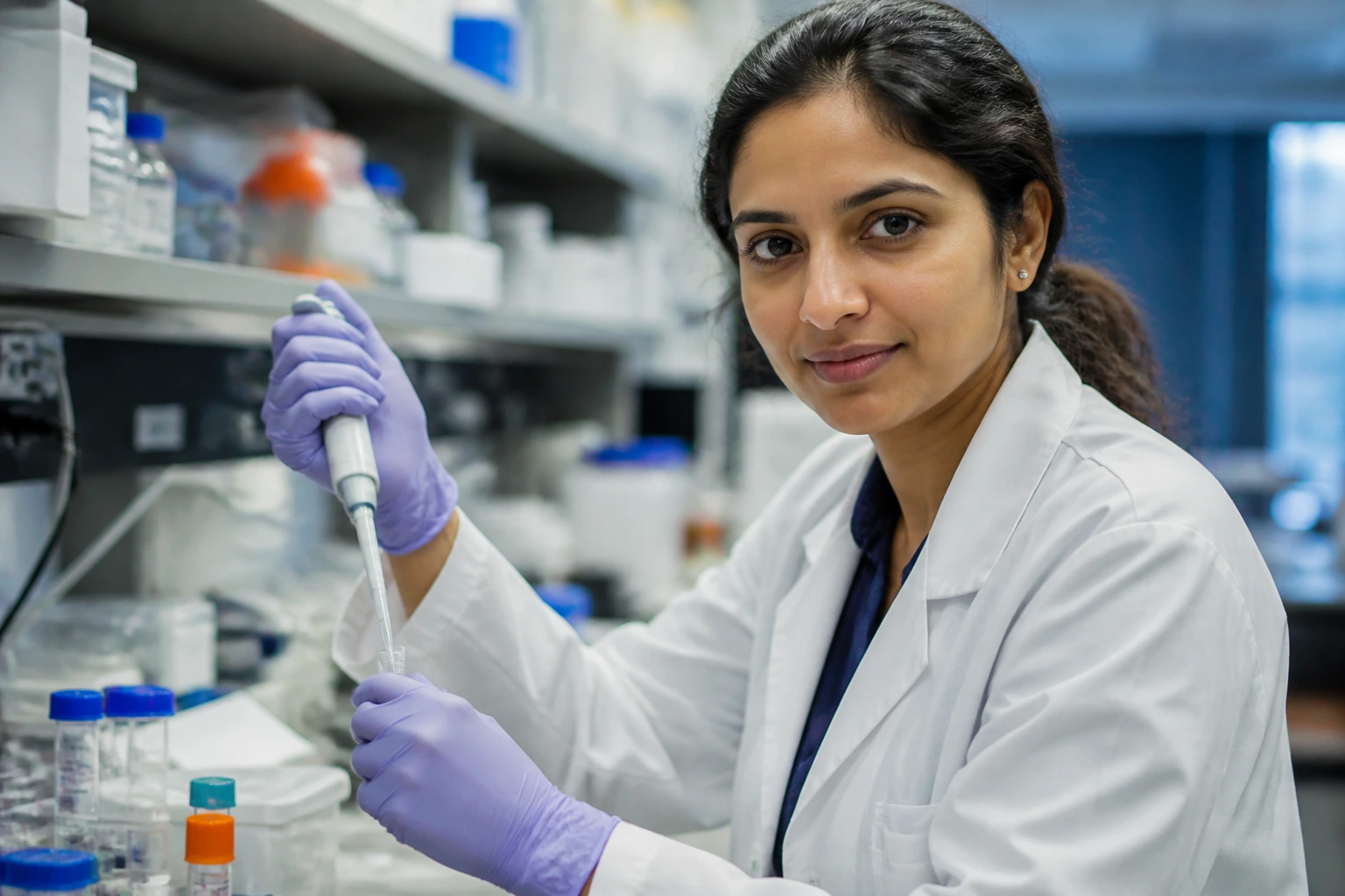 Close-up of university researcher in a laboratory