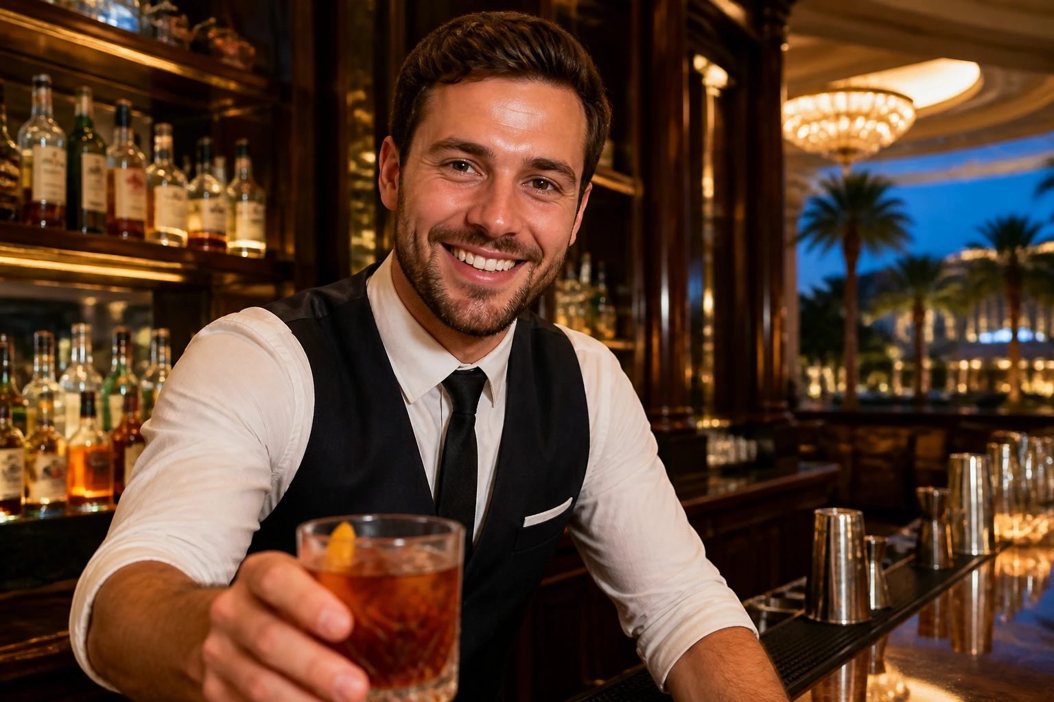 Bartender portrait in a hotel bar suggesting strong sponsorship prospects