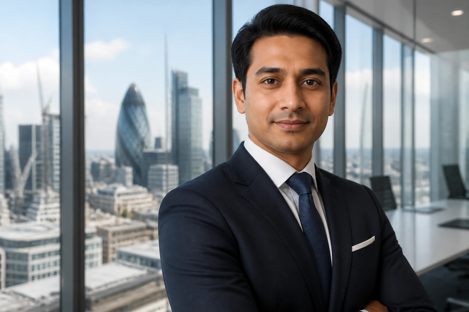 Banking professional in London office representing Standard Chartered