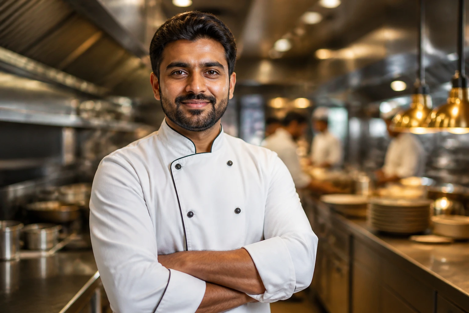 Portrait of a hotel chef in a modern kitchen