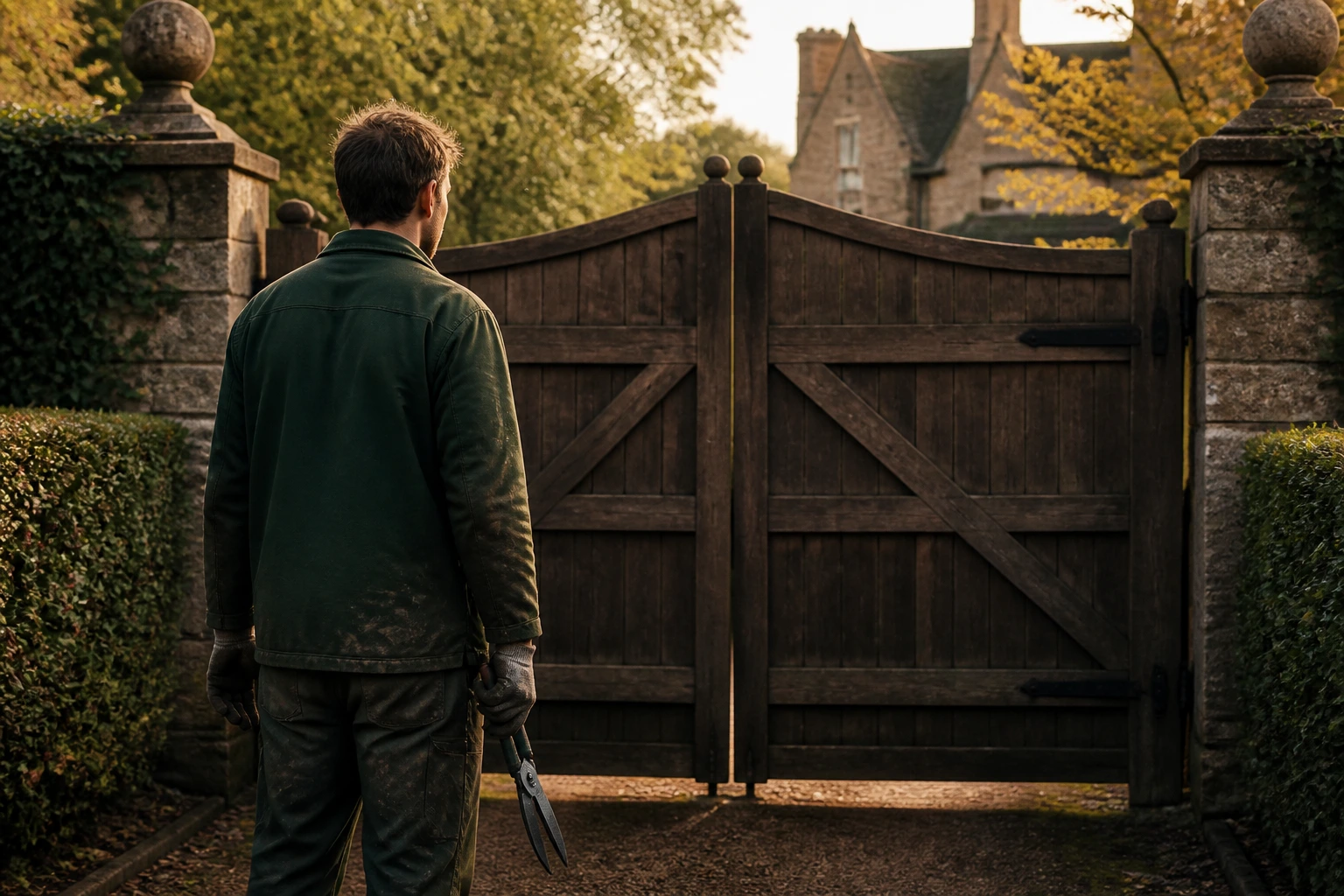 Gardener facing a closed gate representing a dead end in sponsorship