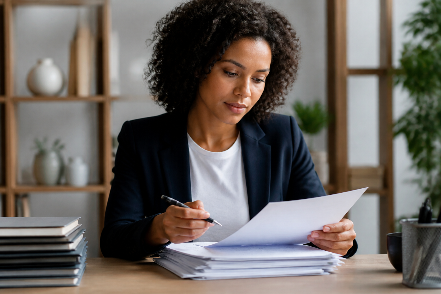 HR professional reviewing PERM labor certification paperwork for green card sponsorship