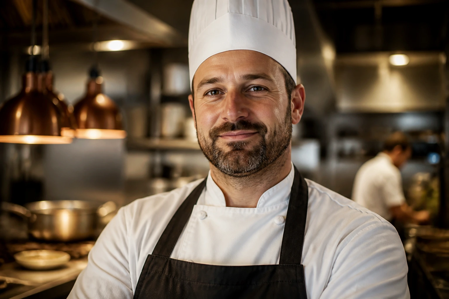 Portrait of chef in kitchen representing earnings potential in Australia