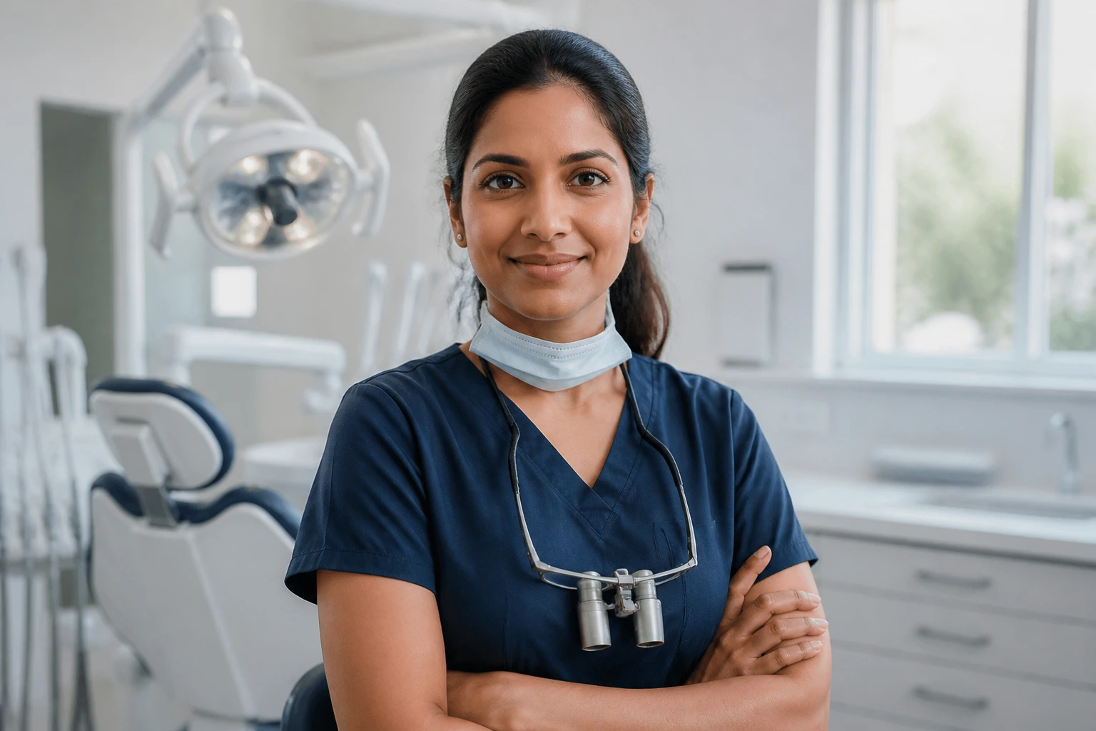 Confident dentist portrait planning long-term career path
