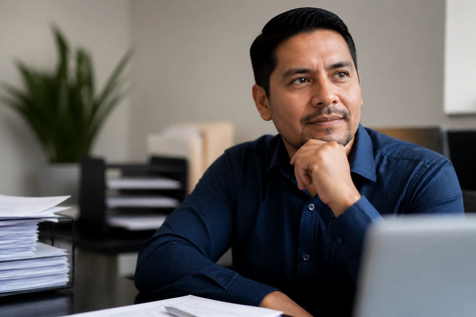 Professional in an office representing the EB-3 route to a green card