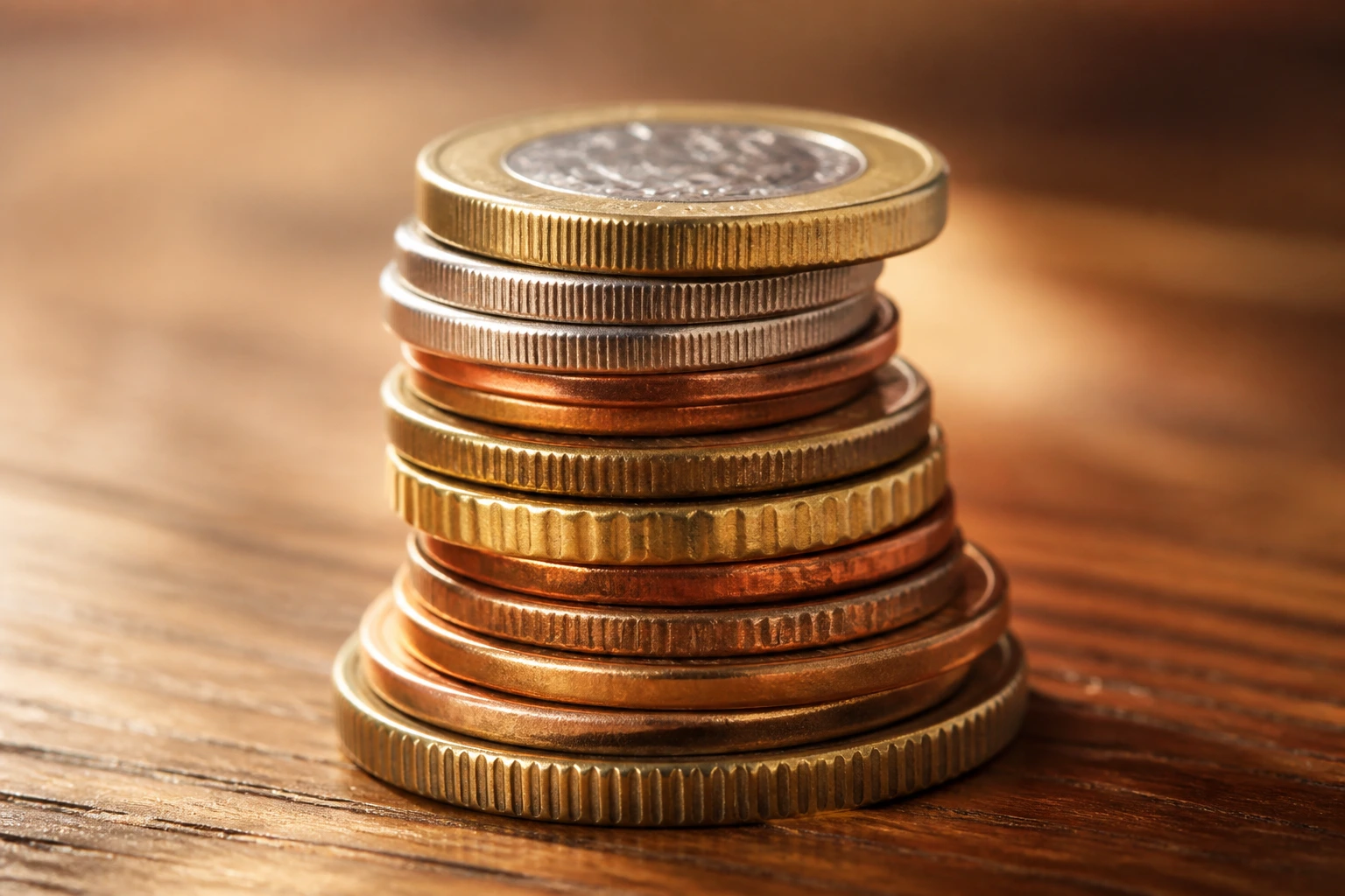 Coin stack on a wooden desk representing hidden costs