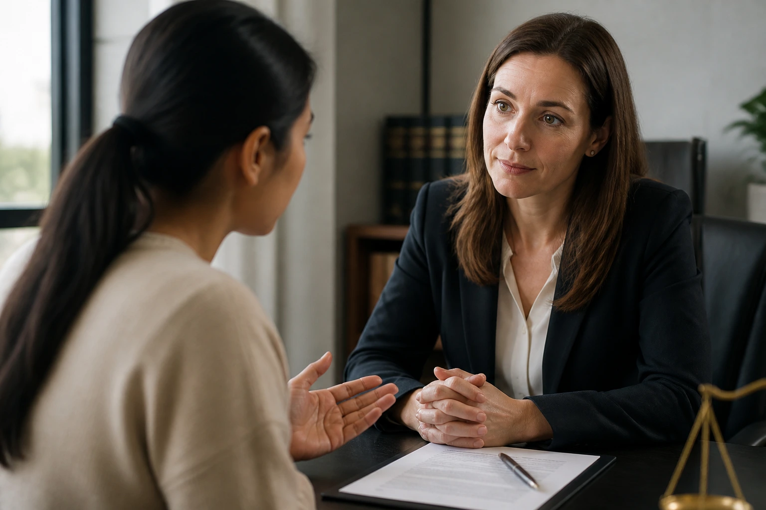 Solicitor discussing instalment payments with a client.
