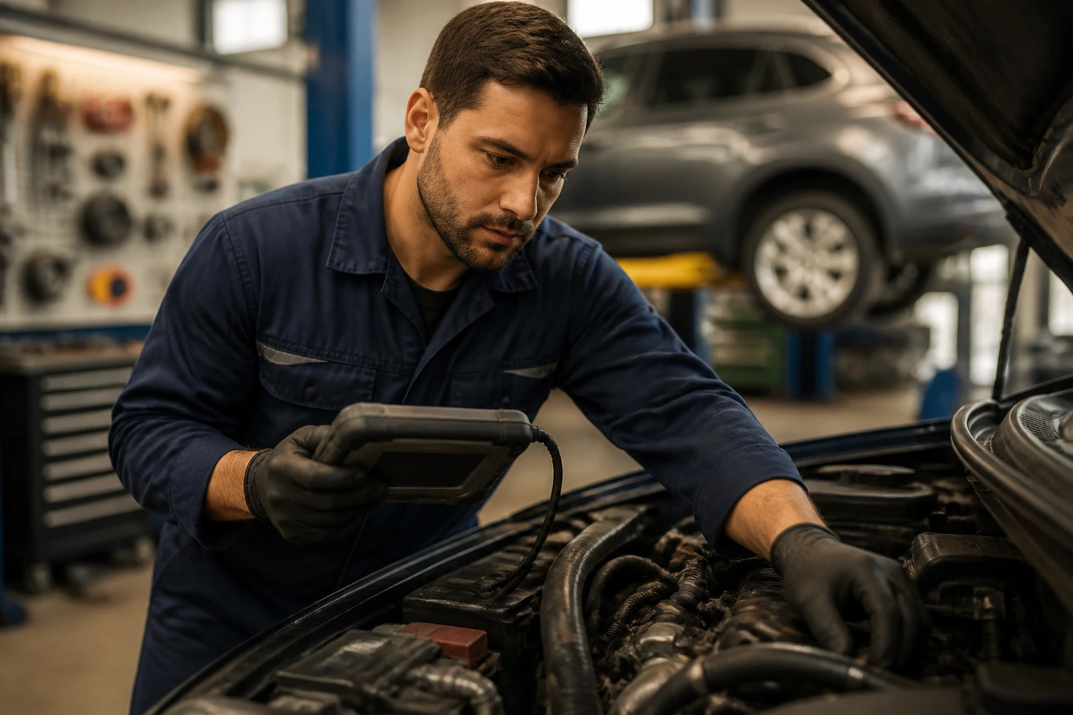 Portrait of a mechanic in a modern shop highlighting specialization