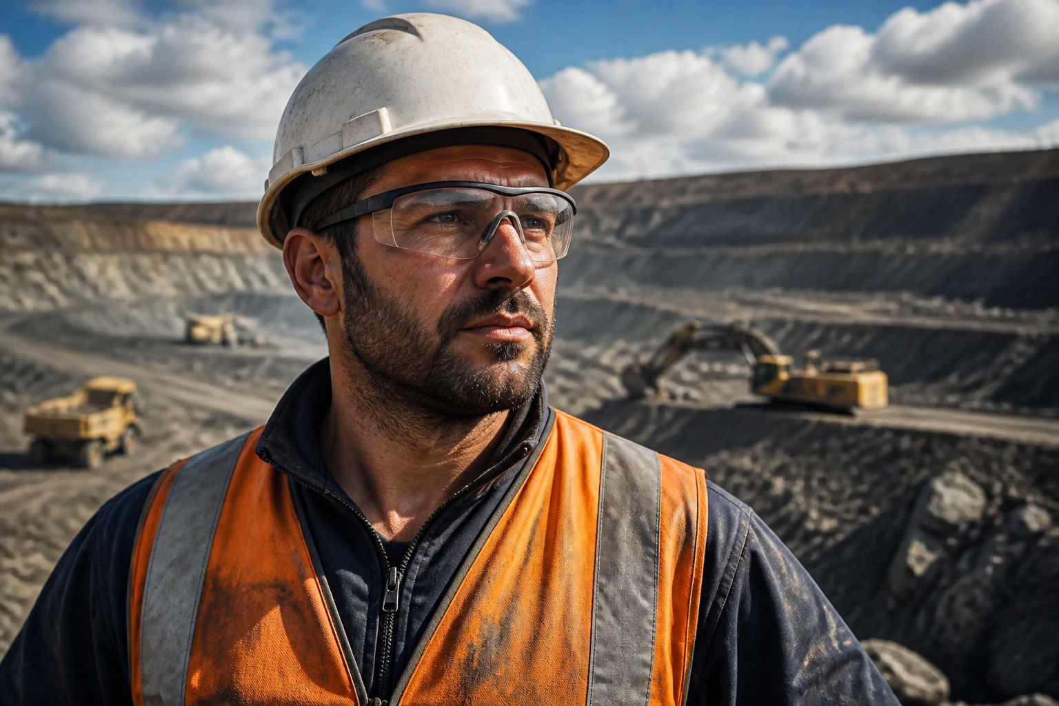 Portrait of a mining worker in PPE at a remote site illustrating high-income opportunities