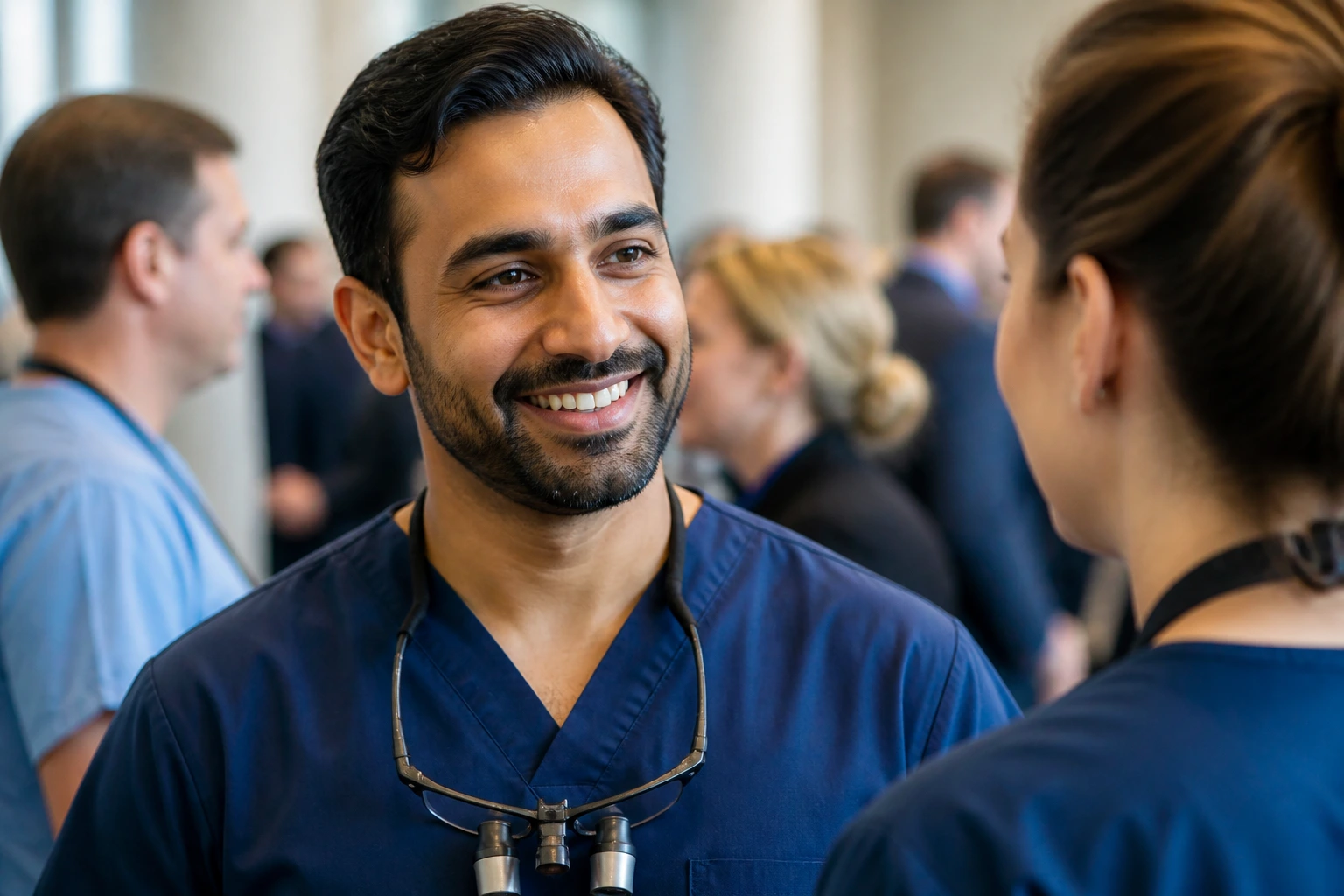 Dentist portrait at a professional dental conference joining the UK community
