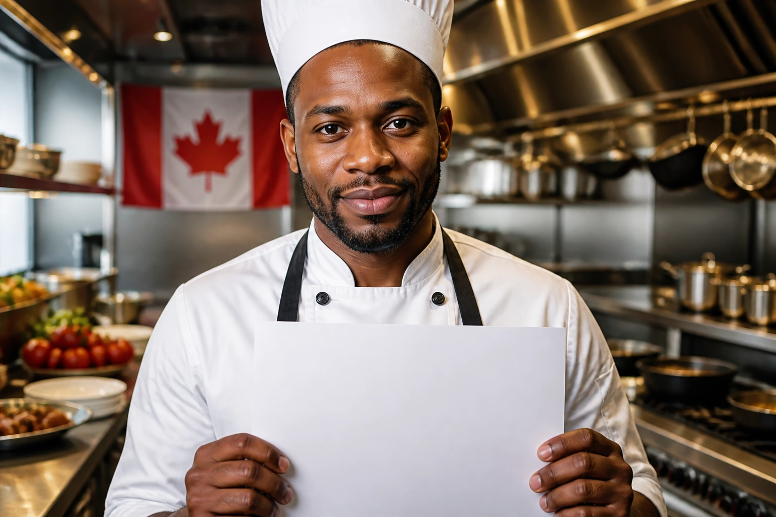 Portrait of a chef in a kitchen symbolizing visa sponsorship for cooking jobs